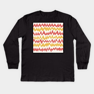 Modern minimalist zigzag extract in mustard, cream and deep coral Kids Long Sleeve T-Shirt